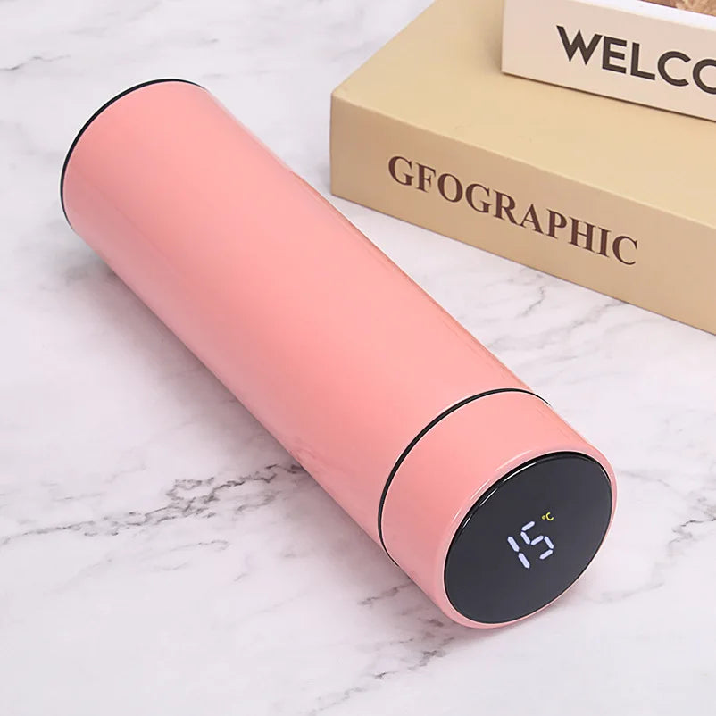 Garrafa de água a vácuo inteligente temperatura de exibição 500ml segurança 304 aço inoxidável café thermose men presente do negócio logotipo personalizado