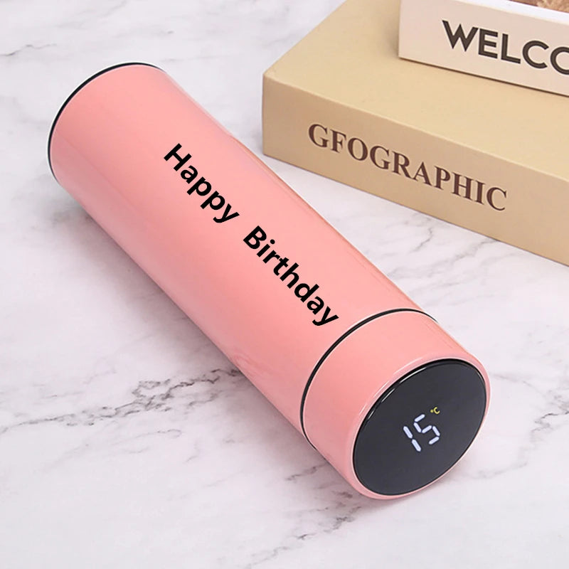 Garrafa de água a vácuo inteligente temperatura de exibição 500ml segurança 304 aço inoxidável café thermose men presente do negócio logotipo personalizado