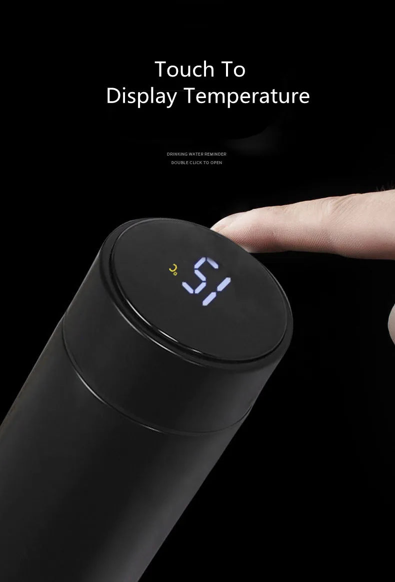 Garrafa de água a vácuo inteligente temperatura de exibição 500ml segurança 304 aço inoxidável café thermose men presente do negócio logotipo personalizado