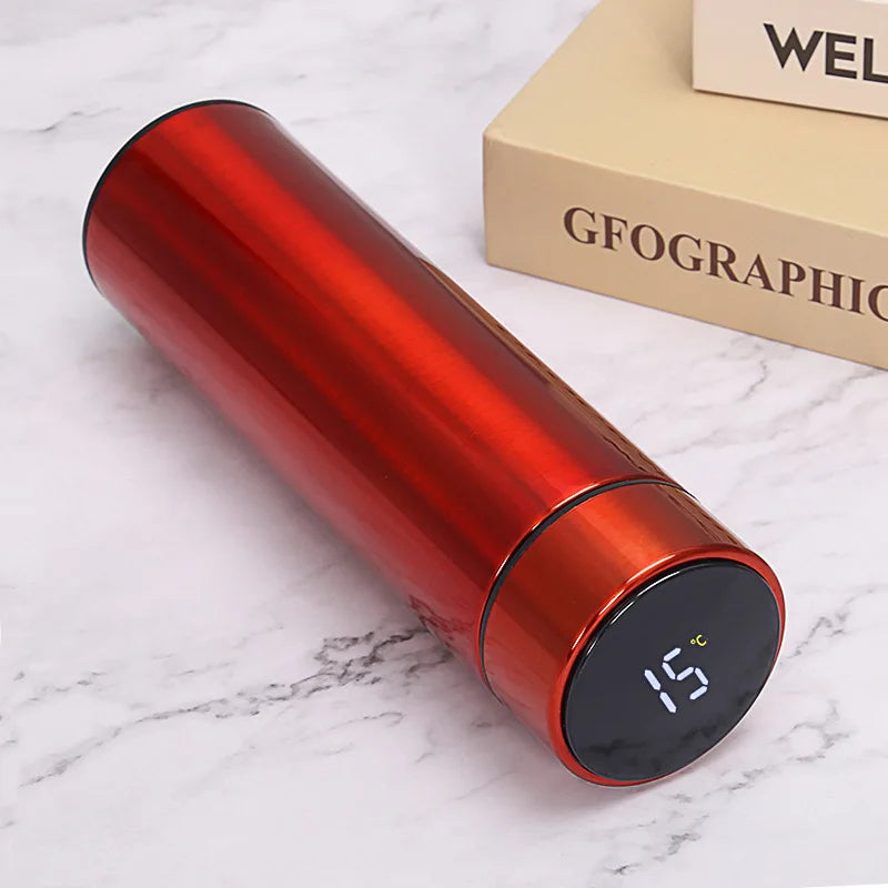 Garrafa de água a vácuo inteligente temperatura de exibição 500ml segurança 304 aço inoxidável café thermose men presente do negócio logotipo personalizado