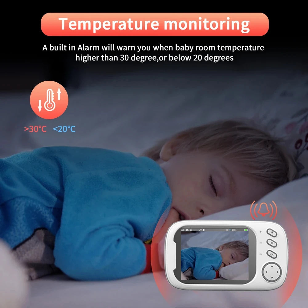 Monitor de Bebês Sem Fio Cdycam com Visão Noturna e Monitoramento de Temperatura – Tela de 3,5 Polegadas