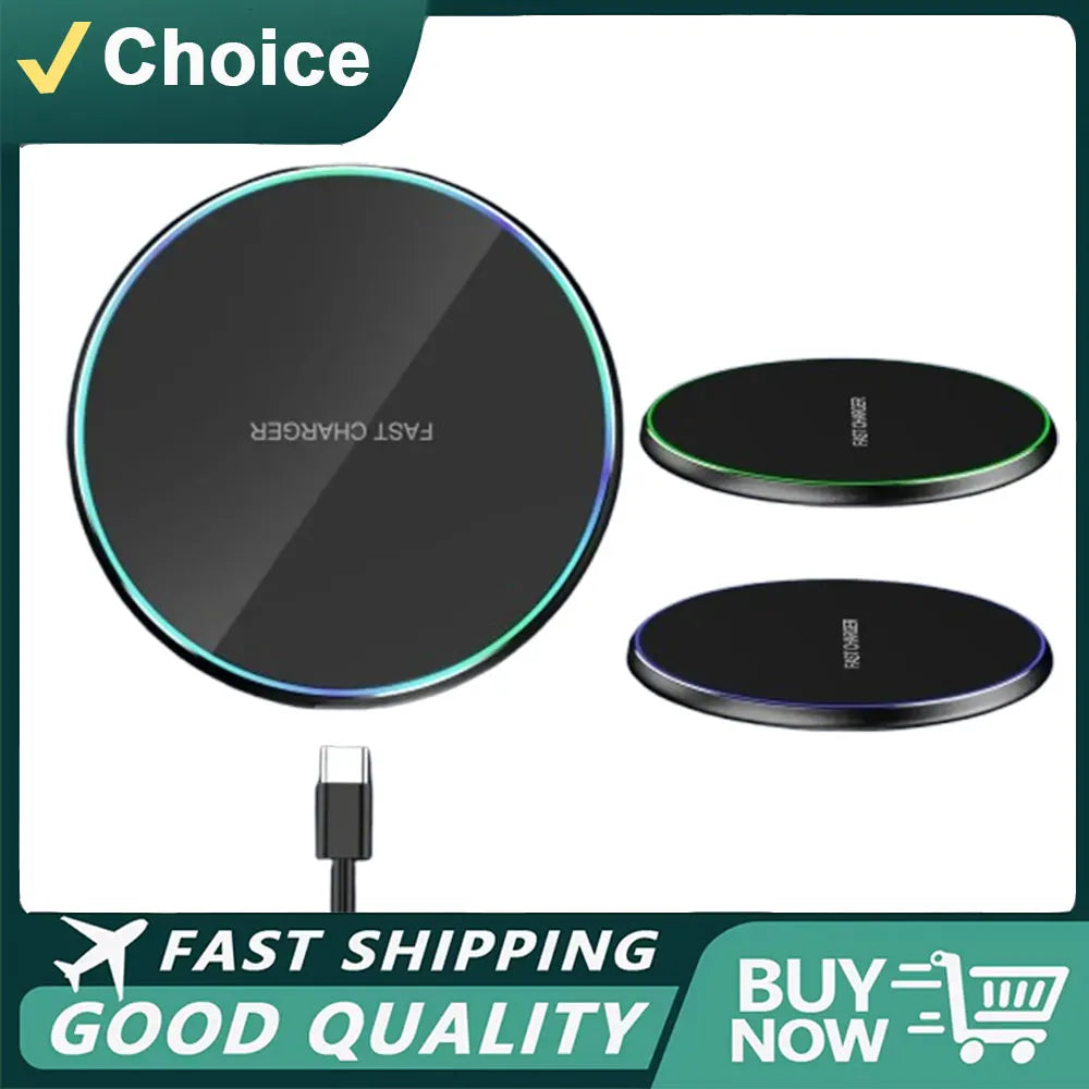 Mini LED Wireless Charger Pad For iPhone 16 15 14 13 12 8 X Pro Max Samsung Xiaomi Induction Fast Charging Dock Station
