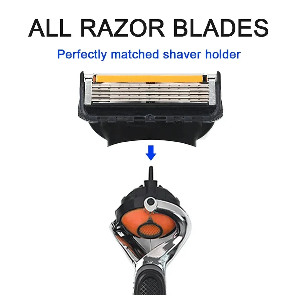 Hot Selling Manual Razor for Men Five Layer Blade Stainless Steel Blades No Skin Damage Old Style Blades Shaver Heads Razor