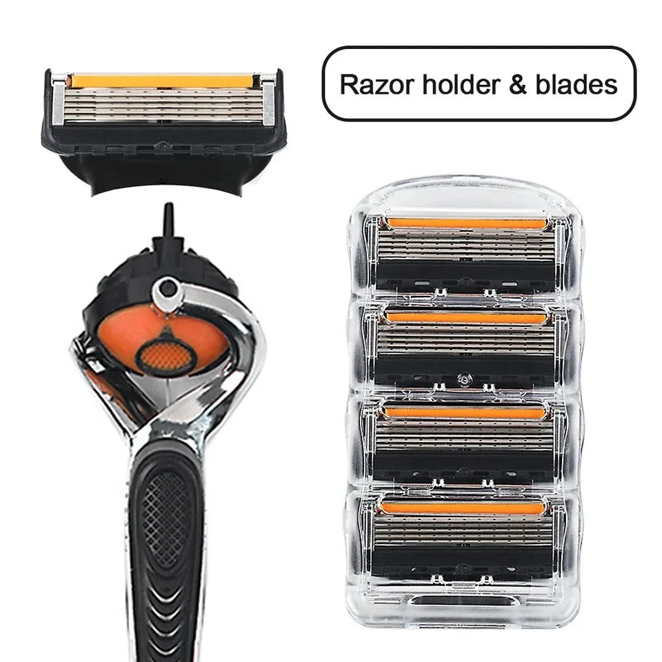 Hot Selling Manual Razor for Men Five Layer Blade Stainless Steel Blades No Skin Damage Old Style Blades Shaver Heads Razor
