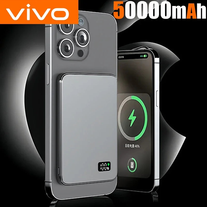 VIVO 3 IN 1 Power Bank For MagSafe 50000mAh Slim Magnetic Wireless Power Bank 22.5W Portable External Battery For IPhone Samsung
