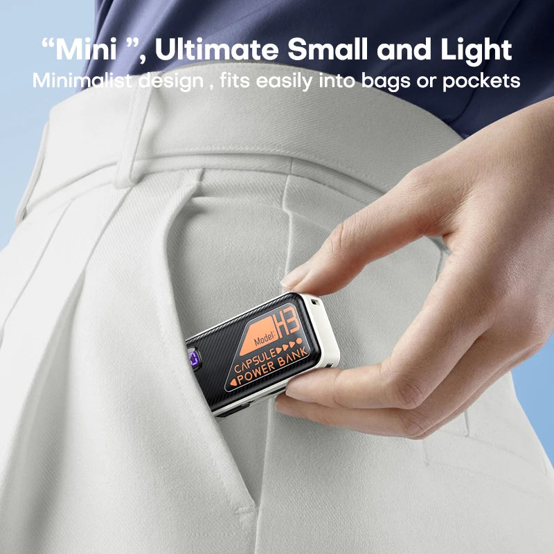 QOOVI Mini Powerbank 5000mah Built-in Cable PD 20W Portable Charger Fast Charging For iPhone 15 Samsung Xiaomi External Battery