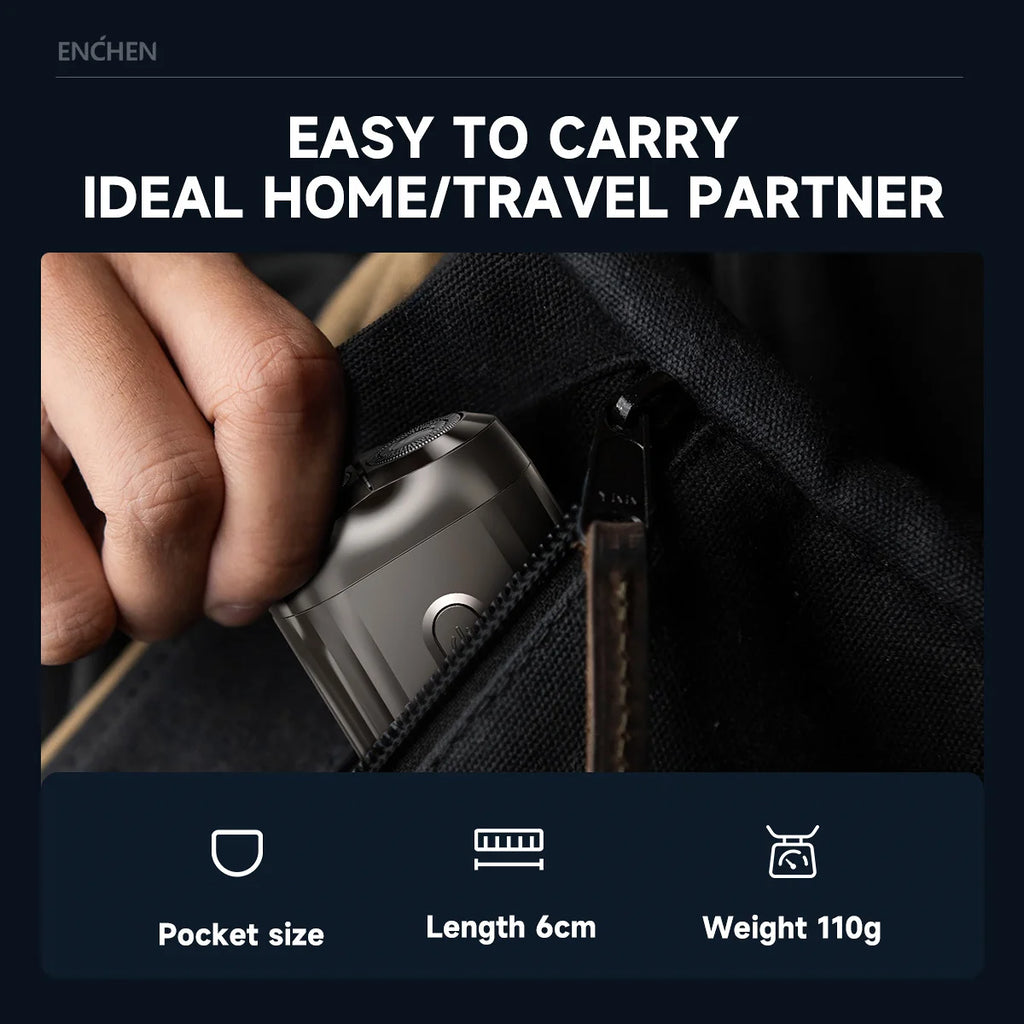 ENCHEN Mini6 2-Direction Flex Heads Electirc Shaver 100% Waterproof Up to 60-Min OF Cordless Shaving With Magnetic Cutter Head